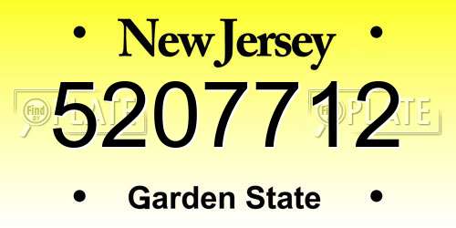 5207712 New Jersey License Plate
