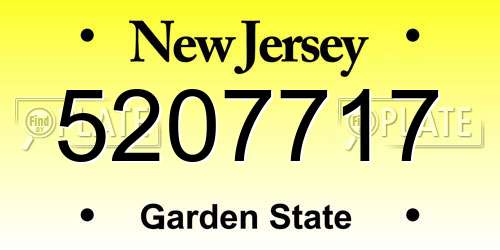 5207717 New Jersey License Plate