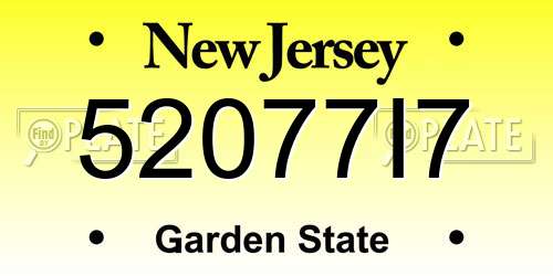 52077I7 New Jersey License Plate