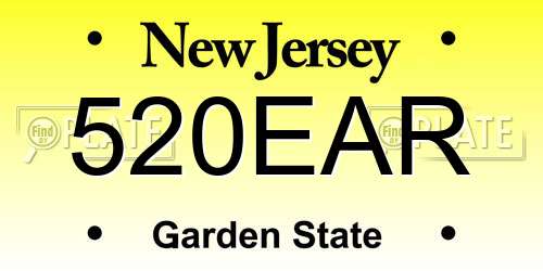520EAR New Jersey License Plate
