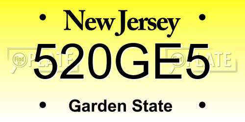 520GE5 New Jersey License Plate
