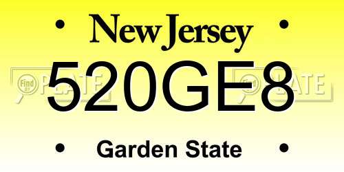 520GE8 New Jersey License Plate