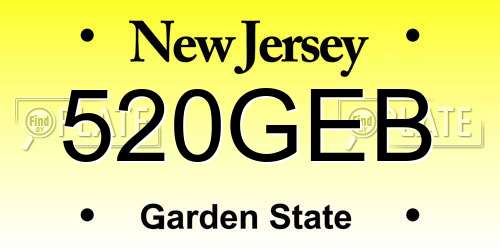 520GEB New Jersey License Plate