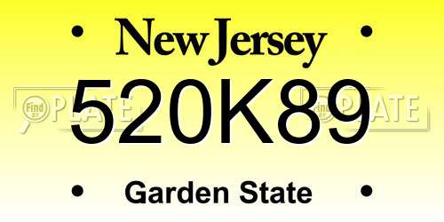 520K89 New Jersey License Plate