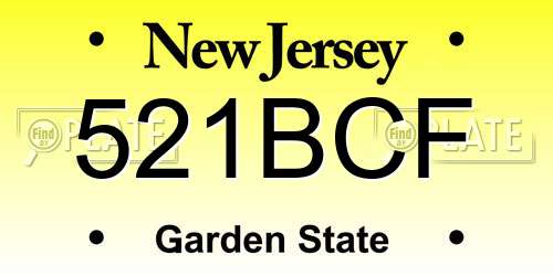 521BCF New Jersey License Plate