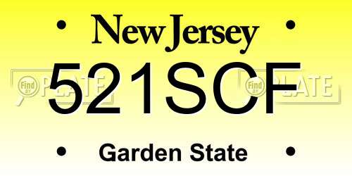 521SCF New Jersey License Plate