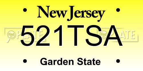521TSA New Jersey License Plate