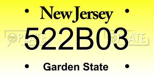 522B03 New Jersey License Plate
