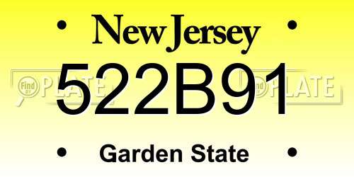 522B91 New Jersey License Plate