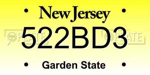 522BD3 New Jersey License Plate
