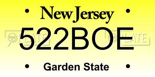 522BOE New Jersey License Plate