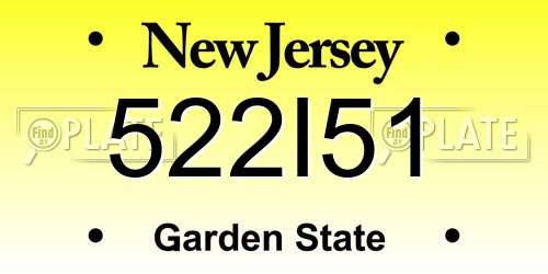 522I51 New Jersey License Plate