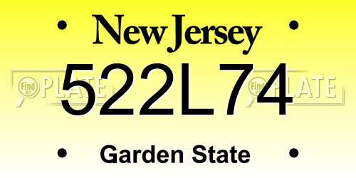 522L74 New Jersey License Plate