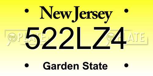 522LZ4 New Jersey License Plate