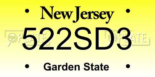 522SD3 New Jersey License Plate