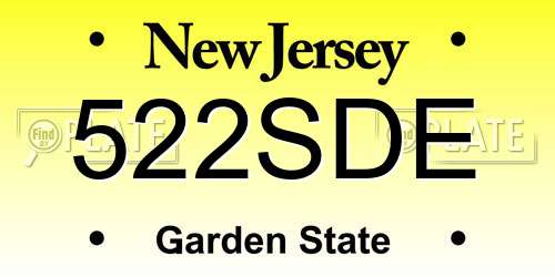 522SDE New Jersey License Plate