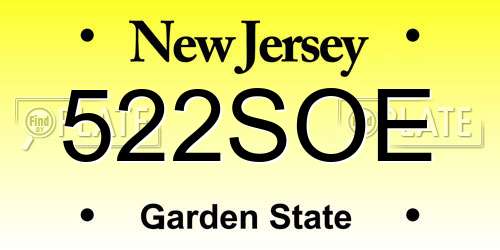 522SOE New Jersey License Plate