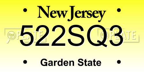 522SQ3 New Jersey License Plate