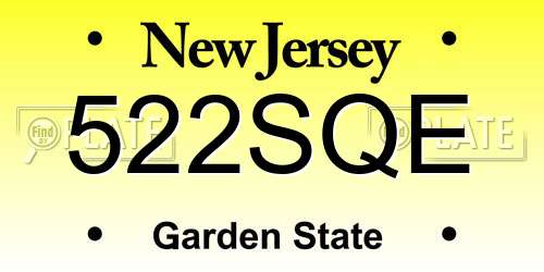 522SQE New Jersey License Plate