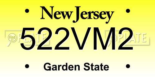 522VM2 New Jersey License Plate