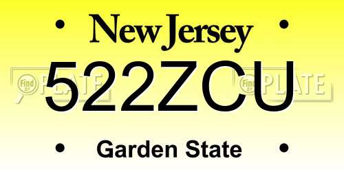 522ZCU New Jersey License Plate