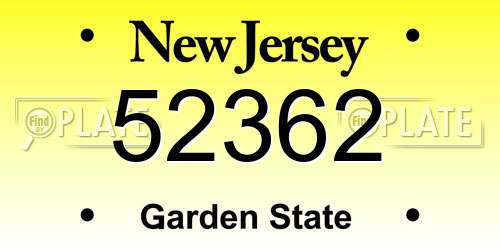 52362 New Jersey License Plate