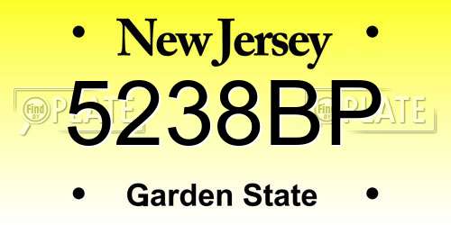 5238BP New Jersey License Plate
