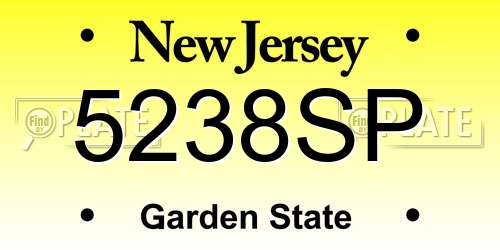5238SP New Jersey License Plate