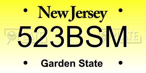 523BSM New Jersey License Plate