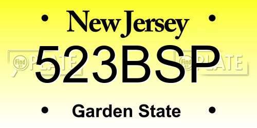 523BSP New Jersey License Plate
