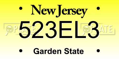 523EL3 New Jersey License Plate