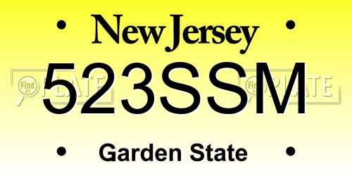 523SSM New Jersey License Plate