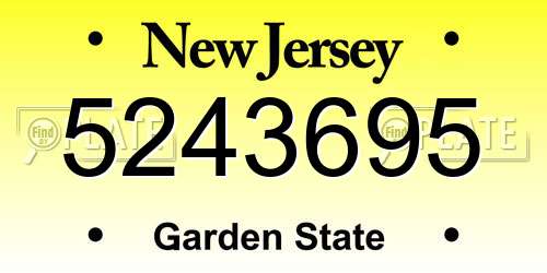 5243695 New Jersey License Plate