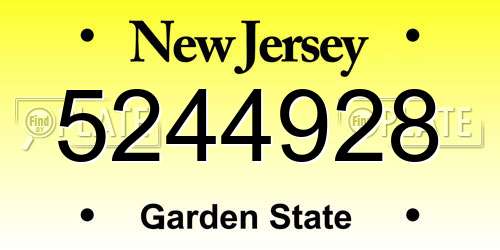 5244928 New Jersey License Plate