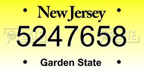 5247658 New Jersey License Plate
