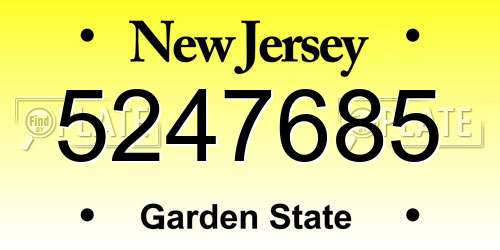 5247685 New Jersey License Plate