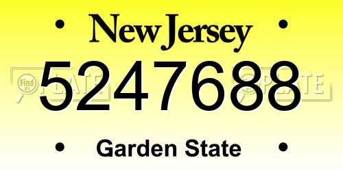 5247688 New Jersey License Plate