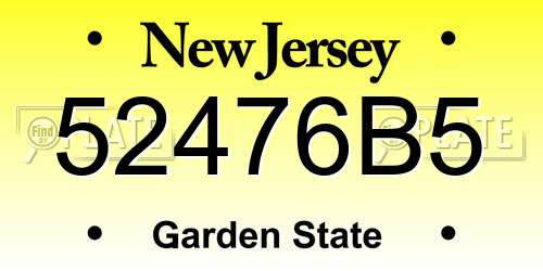 52476B5 New Jersey License Plate