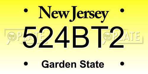 524BT2 New Jersey License Plate