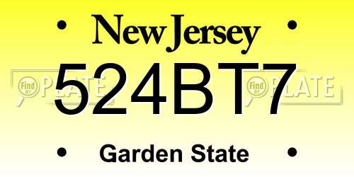 524BT7 New Jersey License Plate