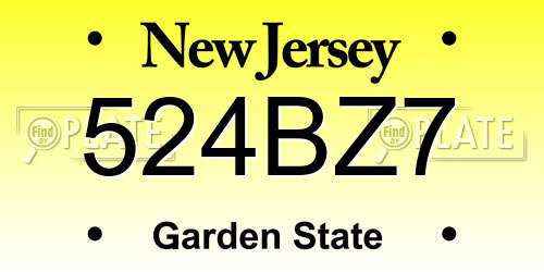 524BZ7 New Jersey License Plate