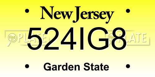 524IG8 New Jersey License Plate