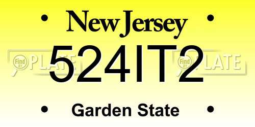 524IT2 New Jersey License Plate