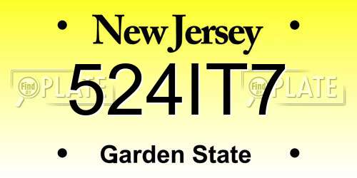 524IT7 New Jersey License Plate
