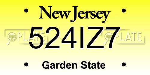 524IZ7 New Jersey License Plate