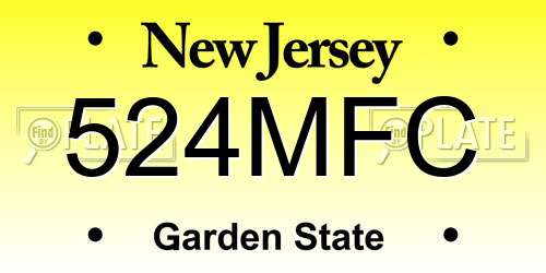 524MFC New Jersey License Plate