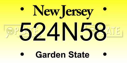 524N58 New Jersey License Plate