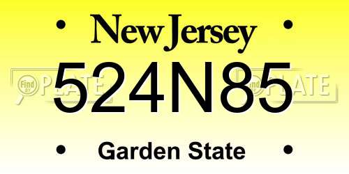524N85 New Jersey License Plate