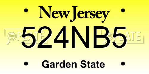 524NB5 New Jersey License Plate