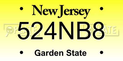 524NB8 New Jersey License Plate